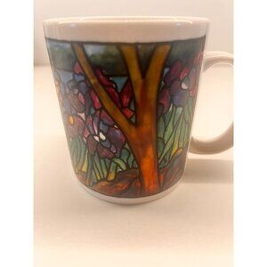 Tiffany Stained Glass inspired Museum Mug Iris Design Chaleur Purple Artistic